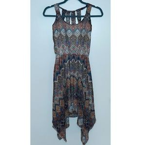 Sweet Storm - Flowy Boho-Aztec Midi Dress Medium